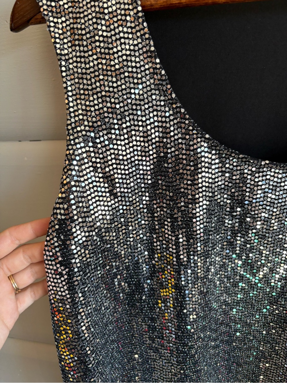 Vintage Mandy Evans Y2K Silver Metallic Sparkle Party Tank Top L Canada - Picture 3 of 7